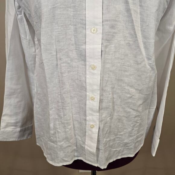 Women's J. Crew White Linen Blend Button Up Dress Shirt | Size Large - Picture 5 of 9